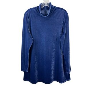 Soft Surroundings Velvet Mock Neck Tunic Deep Blue Women's Large